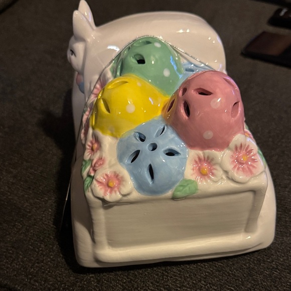 Easter Mr. Cottontail Ceramic White Easter Egg Truck Bunny Driver Light Up Decor - Picture 3 of 7